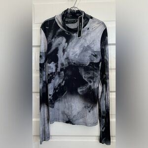 Religion Long Sleeve Marble-Print Tee - Black & Gray